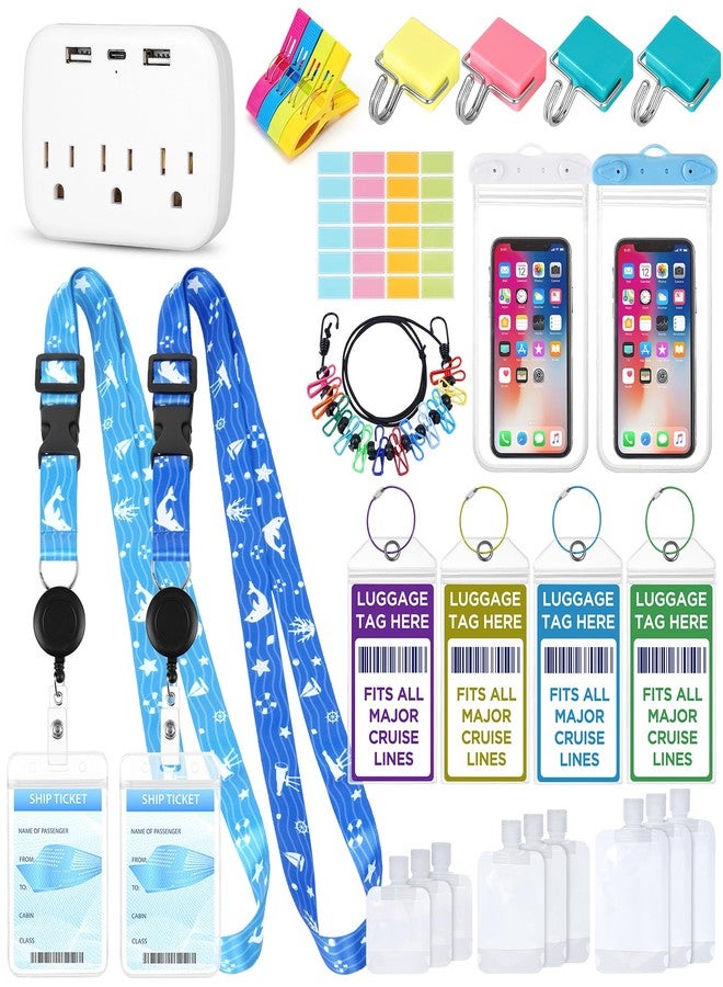 FACULX Carnival Cruise Ship Essentials 2025, Cruise Essentials Kit Include Non-Surge Power Strip, Magnetic Hooks, Cruise Lanyards, Luggage Tags, Clothline, Phone Pouch, Clips, Travel Pouches for Toiletries - Image 1